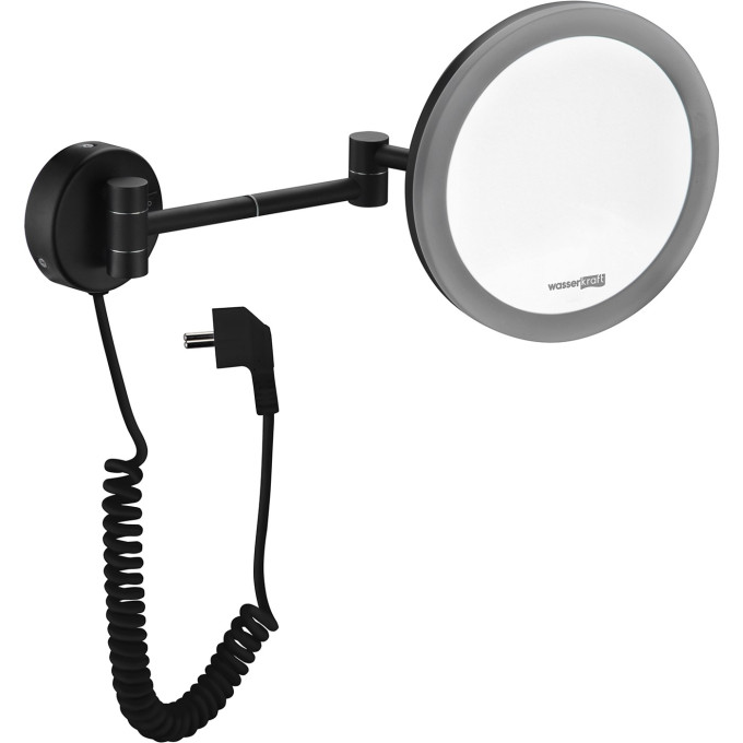 Зеркало косметическое WASSERKRAFT K-1004BLACK с подсветкой